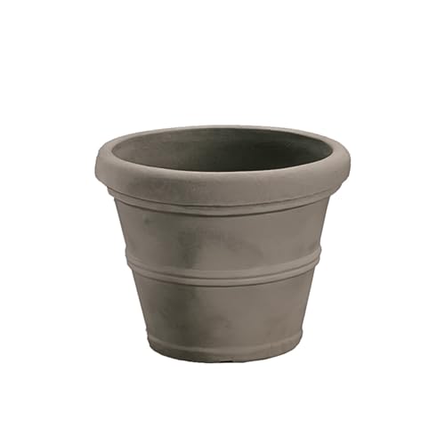 Sturdy Essentials Megapot Large Commercial Planter 35" Diameter Plant Pot | Lightweight but Durable Plastic Construction with Stone Look | Weather Resistant Faux Stone - Weathered Concrete