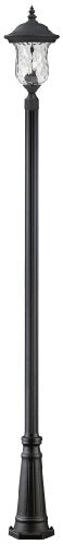 Z-Lite 533PHM-519P-BK Armstrong Outdoor Post Light, Aluminum Frame, Black Finish and Clear Water Glass Shade of Glass Material