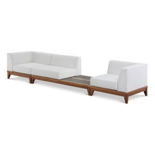 Meridian Furniture 389White-S125 Rio Collection Modern | Contemporary Outdoor Patio Off White Resilient Water Resisting Fabric Modular Sofa with Durable Acacia Wood Frame