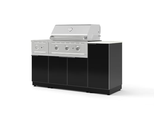 NewAge Products Classic Series 6PC Aluminum Black Modular Outdoor Kitchen Grill Island with 33" Performance Grill NG - 24"D x 65"W x 47.5"H