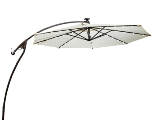 RJYYYDS Garden Parasol Beach Umbrella 9.8ft Solar LED Patio Outdoor Umbrella Hanging Cantilever Umbrella Offset Umbrella Easy Open Adustment with LED Lights Garden Umbrella Patio,E-9.8ft/3M