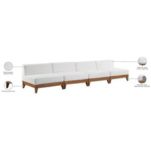 Meridian Furniture 389White-S138 Rio Collection Modern | Contemporary Outdoor Patio Off White Resilient Water Resisting Fabric Modular Sofa with Durable Acacia Wood Frame