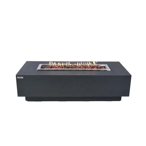 Landing View 32 Inch Rectangular Concrete Propane Fire Pit Table in Gray By Lakeview Outdoor Designs
