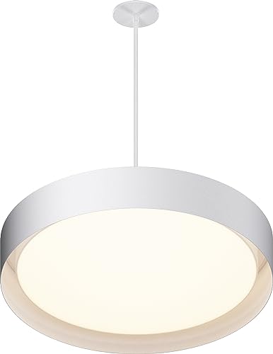 ET2 Lighting Echo 1-Light 24" Pendant | White Finish | Aluminum Construction | Modern Hanging Pendant Light for Kitchen Islands and Dining Rooms | Adjustable Cord Suspension | E51015-WT