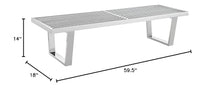 Modway Sauna Stainless Steel 5' Bench in Silver