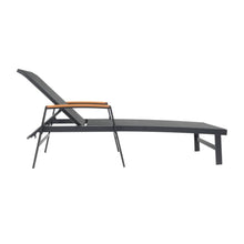 Hassyee All Weather Outdoor Chaise Lounge w/Aluminum Frame for Poolside, Sunbathing Lounger w/Mesh Seating for Balcony, Patio Reclining Sunbed w/Adjustable Backrest for Porch (Black-Set of 1)