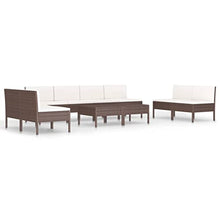 HNSMFPRE 10 Piece PE Rattan Patio Lounge Set with Cushions, Brown Poly Rattan Outdoor Furniture with Coffee Table