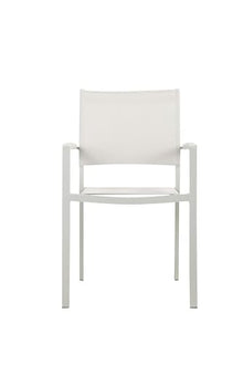 Pemberly Row 34" Aluminum Patio Dining Chair, White Finish, Set of 6, Rust-Resistant Frame, Stackable Design, Modern Style Outdoor Seating for Patio or Garden Use