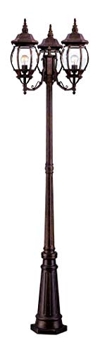Three Light Burled Walnut Post Light