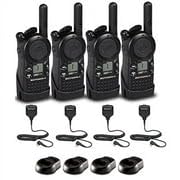 Motorola Solutions 4 x CLS1110 UHF 1W 1-Channel 2-Way Radio + 4 x HKLN4606 Remote Speaker Mic Bundle Black