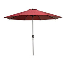 LumaGrove 270cm/9ft Octagonal Iron Patio Table Umbrella, Outdoor Market Umbrella with Crank, 8 Ribs, Sun Shade Parasol(Wine red)
