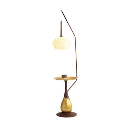 ZHONGCHENGWU Floor Lamp Modern Floor Lamp with Side Table for Bedroom, Living Room Lighting(White)