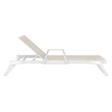 Compamia Tropic Arm Sling Chaise Lounge White Frame Taupe Sling White