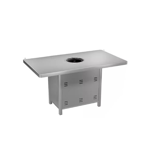 Round Bar Table Modern Bistro Pub Tables,BBQ Work Kitchen Stainless Steel Non-Slip Feet Pads Slotted Countertop Design(D120*60CM)