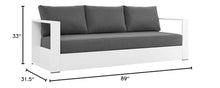 Modway Tahoe Aluminum Outdoor Patio Sofa in White Charcoal