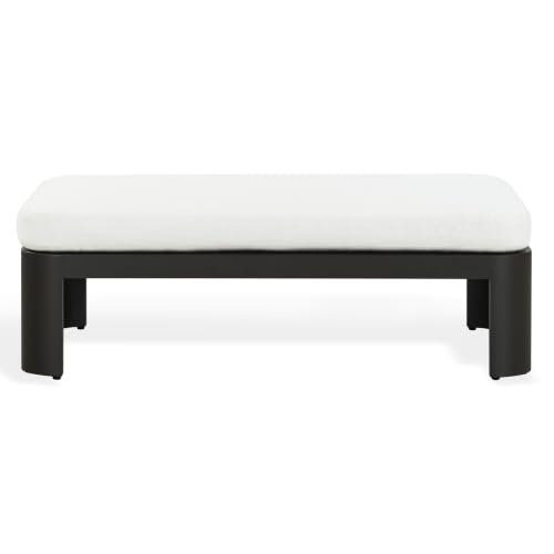 SAFAVIEH Couture Outdoor - Leilani Aluminum Coffee Table with Removable Cushion - Dark Grey & White - Modern Patio Ottoman Table for Deck & Backyard, 48" W x 27.6" D x 15.7" H (CPT4027A)
