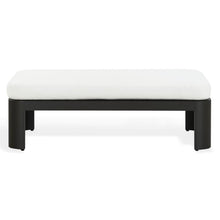 SAFAVIEH Couture Outdoor - Leilani Aluminum Coffee Table with Removable Cushion - Dark Grey & White - Modern Patio Ottoman Table for Deck & Backyard, 48" W x 27.6" D x 15.7" H (CPT4027A)