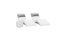 Aqua Chairs Aqua Outdoors In-Pool Chaise Set - 2 Chaises, 2 Headrest Pillows & 1 Side Table - Classic White/Grey