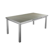 Pemberly Row Contemporary Aluminum Patio Extension Table, Gray Finish, 70-90 in Width, Rust-Resistant Frame, Modern Style Outdoor Dining Table for Patio or Garden Use