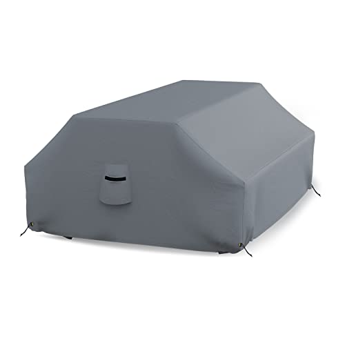 Covers & all Picnic Table Cover, 12 Oz Waterproof UV & Weather Resistant Protector, Outdoor Patio Table Bench Outside Furniture Cover with Air Vents & Drawstrings (98”L x 63”W x 37”H, Gray)