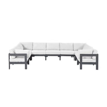 Outdoor Escape White Fabric Outdoor Patio Modular Sectional, Contemporary Style, Comfortable Back and Seat Heights, Spacious 150W X 90D Inches