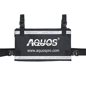 AQUOS Heavy-Duty 10.2ft Inflatable Pontoon Boat with Stainless Steel Guard and Folding Seat, Transom Hand Control 12V 65LBS Trolling Motor