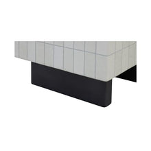 NADAAL STUDIOS Isadora Outdoor Side Table, Square, Concrete, Glossy Tile Finish, Metal-Look Base, Water Resistant, Scratch Resistant, Cream