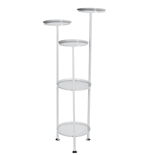 5 Tiers Metal Plant Holder Display Shelf Home Indoor Outdoor Garden Decor Flower Stand with Foot Pad (Color : Gray, Size (Onecolor