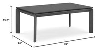 Afuera Living Modern Aluminum Outdoor Coffee Table, 39" W x 23" D x 15.5" H, Powder-Coated Gray Finish, Scratch-Resistant Cement Top, All-Weather UV Resistant Patio, Porch, Deck, or Balcony Table