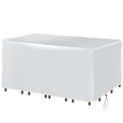 Furniture Cover Patio Furniture Set Cover Heavy Duty Outdoor Sectional Sofa Covers Table and Chair Large(Silver,320x320x70cm)