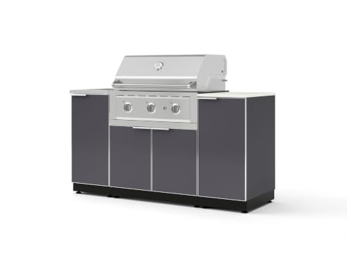 NewAge Products Classic Series 5PC Aluminum Slate Gray Modular Outdoor Kitchen Grill Island with 33" Performance Grill NG -24"D x 65"W x 57.15"H