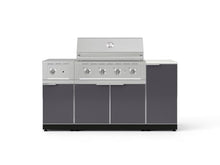 NewAge Products Classic Series 6PC Aluminum Slate Gray Modular Outdoor Kitchen Grill Island with 36" Performance Grill NG - 24"D x 68"W x 47.5"H