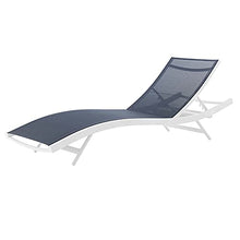 Lounge Chair Chaise, Set of 2, Aluminum, Metal, White Blue Navy, Modern, Outdoor Patio Balcony Cafe