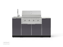 NewAge Products Classic Series 5PC Aluminum Slate Gray Modular Outdoor Kitchen Grill Island with 36" Performance Grill NG - 24"D x 68"W x 57.15"H