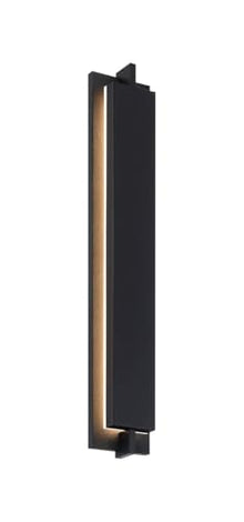 Eurofase Tribek LED Outdoor Wall Sconce – 32" Modern Black Exterior Wall Light for Porch & Patio, Wet-Rated, 216 Lumens, Dimmable