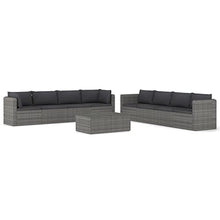 Heofavd 9 Piece Grey PE Rattan Patio Conversation Set, Modular Outdoor Sectional Furniture, Powder-Coated Steel Frame, Glass Table, Seats 8-9 for Garden, Balcony, Backyard and Sunroom