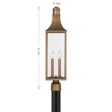 Savoy House 5-225-273 Lancaster Traditional Clear Glass Outdoor Post Lantern, 2-Light 120 Total Watts, 27" H x 7" W, Atlas Bronze