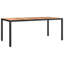 LKJVFCPW 9 Piece Outdoor Dining Set, Black Poly Rattan Patio Furniture with Adjustable Chairs and Acacia Wood Tabletop, Garden Seating for 9