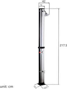 MKLFBY Solar Heated Shower W/Shower Head and Foot Shower Tap, 7.1Ft 10 Gallon 2-Section for Backyard Garden Poolside Beach Pool Spa