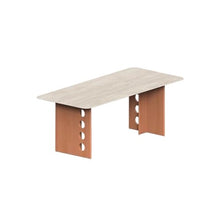 HEAIQI Coffee Table Travertine Rock Plate Dining Table Solid Wood Simple Restaurant Service