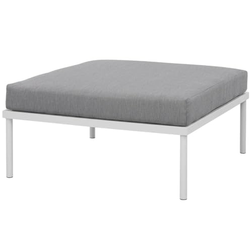Outdoor Escape White Aluminum Ottoman for Outdoor Patio Lounge, Stylish Weather-Resistant Design, Lightweight Durable Frame, Versatile Seating and Accents
