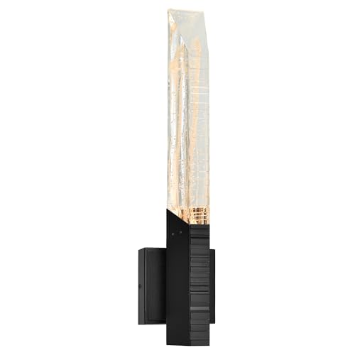 CWI Lighting Petra Integrated LED 22in Sand Black Indoor-Outdoor Wall Light with Handcrafted Glass for Bedroom, Living Room, Front Porch