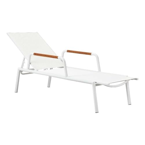 Pemberly Row Modern Aluminum Arm Loungers, 79" Wide, White Finish, Set of 2, Fade-Resistant Outdoor Patio Chairs, Lightweight Durable Construction, Contemporary Style for Patio or Poolside