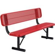Metal Park Bench for Outside, Outdoor Bench with Backrest & Portable Frame