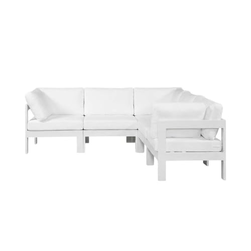 Outdoor Escape White Fabric Outdoor Patio Modular Sectional, Cushioned Seating, Versatile, Durable Outdoor Material