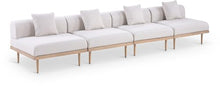 Meridian Furniture 55036Beige-S4A Laguna Collection Modern | Contemporary Outdoor Patio 4Pc. Modular Sofa, Teak Finish Aluminum, Waterproof Olefin Fabric, 142" W x 35.5" D x 28.5" H, Beige