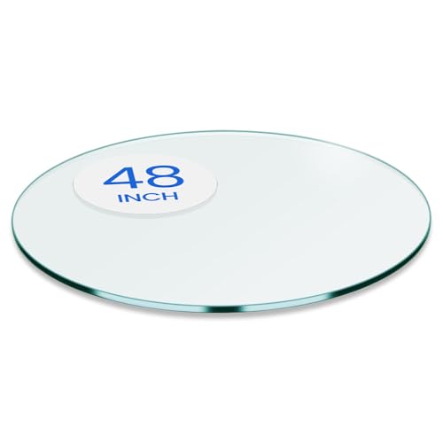 Dulles Glass 48 inch Round Glass Table Top - Tempered - 3/8" Thick Glass Surface, Safe Flat Polished, Multipurpose for Dining Table, Patio, Coffee and End Table