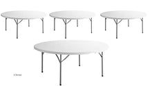 Pack 4 72 Inches / 180 Cm Heavy Duty Round Table White Round Folding Table Round Plastic Table Round Tables For Parties Folding Tables 72 Banquet Folding Table Outdoor Granite Table Fold Up Table
