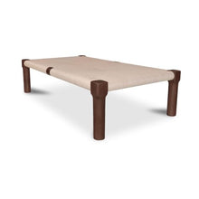 NADAAL STUDIOS Rafferty Outdoor Coffee Table, Rectangular, Teak Wood, Woven Synthetic Hyacinth, Weather Resistant, Dark Brown