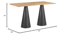 Norwood Commercial Furniture Contemporary Rectangular Outdoor Teak Table - 40" H Durable Café & Patio Table for Schools, Offices, or Home